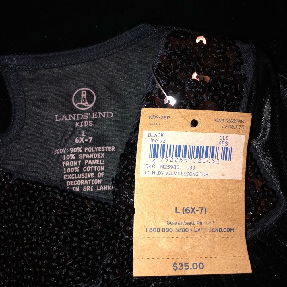 Landsend kids black velvet dress size L (6X-7) new - Picture 5 of 5